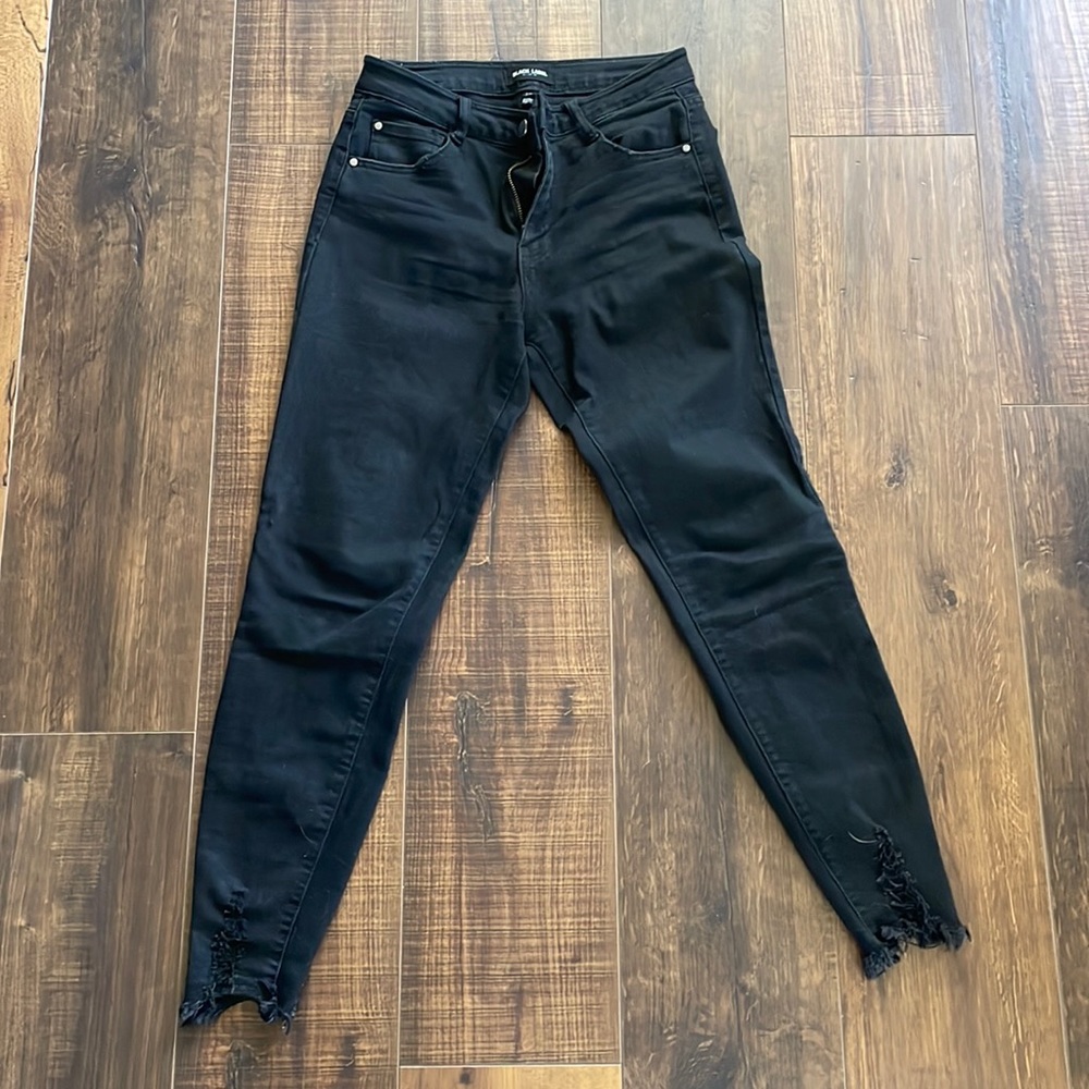 Black Label Black Skinny Jeans with Distressed Ankle Detail